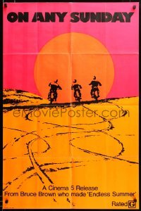 2z726 ON ANY SUNDAY 1sh '71 Bruce Brown classic, McQueen, motorcycle racing, different sunset art!