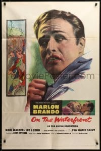 2z698 ON THE WATERFRONT 1sh '54 directed by Elia Kazan, classic close up of Marlon Brando!