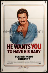 2z847 PATERNITY 1sh '81 great Lettick parody art of Burt Reynolds pointing like Uncle Sam!