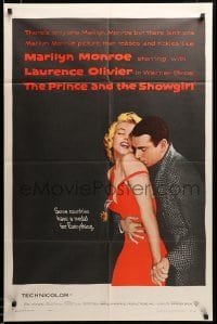 2z211 PRINCE & THE SHOWGIRL 1sh '57 Laurence Olivier nuzzles sexy Marilyn Monroe's shoulder!