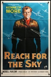 2z544 REACH FOR THE SKY 1sh '57 art of English pilot Kenneth More + RAF airplanes by Nistri!