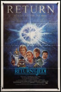 2z501 RETURN OF THE JEDI NSS style 1sh R85 George Lucas classic, Mark Hamill, Ford, Tom Jung art!