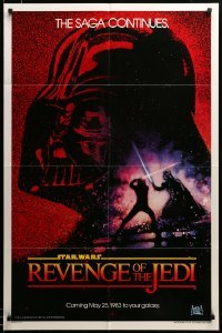 2z497 RETURN OF THE JEDI dated teaser 1sh '83 George Lucas' Revenge of the Jedi, Drew art!