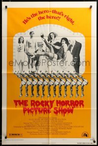 2z177 ROCKY HORROR PICTURE SHOW style B 1sh '75 Tim Curry is the hero, wacky cast portrait!