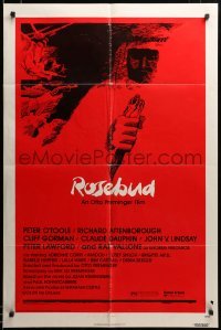 2z936 ROSEBUD style A 1sh '75 Otto Preminger, Saul Bass title art, man with knife by men with guns!