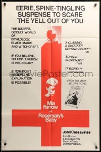 2z179 ROSEMARY'S BABY 1sh '68 Roman Polanski, Mia Farrow, different upside-down cross!