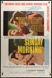 2z545 SATURDAY NIGHT & SUNDAY MORNING 1sh '61 Albert Finney & sexy Field, directed by Karel Reisz