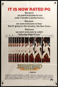 2z984 SATURDAY NIGHT FEVER 1sh R1979 disco, John Travolta & Karen Lynn Gorney, it is now rated PG!