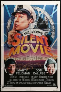 2z516 SILENT MOVIE 1sh '76 Marty Feldman, Dom DeLuise, art of Mel Brooks by John Alvin!