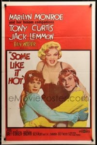 2z215 SOME LIKE IT HOT 1sh '59 sexy Marilyn Monroe with Tony Curtis & Jack Lemmon in drag!