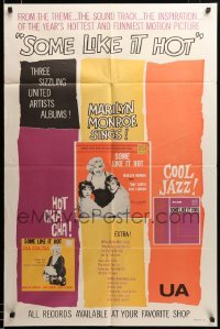 2z216 SOME LIKE IT HOT soundtrack 1sh '59 Marilyn Monroe with Tony Curtis & Jack Lemmon in drag!