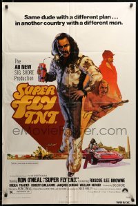 2z340 SUPER FLY T.N.T. 1sh '73 great artwork of Ron O'Neal holding dynamite by Craig!