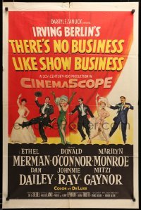2z217 THERE'S NO BUSINESS LIKE SHOW BUSINESS 1sh '54 great art of Marilyn Monroe & top cast!