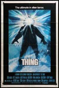 2z187 THING 1sh '82 John Carpenter classic sci-fi horror, Drew Struzan, regular credit design!