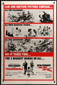 2z616 THUNDERBALL/YOU ONLY LIVE TWICE 1sh '71 Sean Connery's two biggest James Bonds of all!