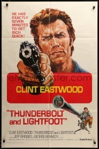 2z812 THUNDERBOLT & LIGHTFOOT int'l 1sh '74 different artwork of Clint Eastwood with HUGE gun!