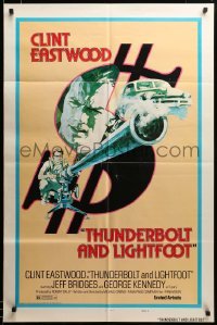 2z816 THUNDERBOLT & LIGHTFOOT style D 1sh '74 art of Clint Eastwood with HUGE gun by Arnaldo Putzu!