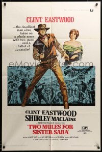 2z817 TWO MULES FOR SISTER SARA 1sh '70 art of gunslinger Clint Eastwood & Shirley MacLaine!
