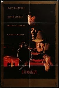 2z819 UNFORGIVEN 1sh '92 Clint Eastwood, Gene Hackman, Richard Harris, Morgan Freeman!