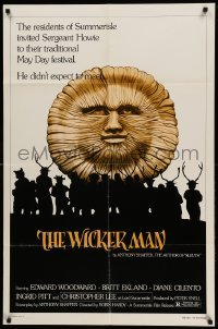 2z554 WICKER MAN 1sh R1978 English cult horror classic, long different tagline at top, rare!