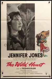2z555 WILD HEART 1sh '52 sexy Jennifer Jones in Selznick's version of Powell & Pressburger film!