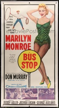 3a025 BUS STOP linen 3sh '56 full-length sexy Marilyn Monroe & cowboy Don Murray with lasso, rare!