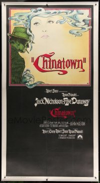3a026 CHINATOWN linen int'l 3sh '74 Pearsall art of Jack Nicholson & Faye Dunaway, Roman Polanski