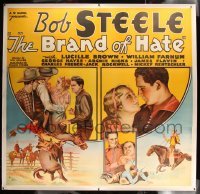 3a021 BRAND OF HATE linen 6sh '34 art of Bob Steele, Lucile Browne, William Farnum & Gabby Hayes!