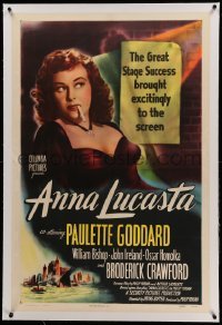 3a191 ANNA LUCASTA linen 1sh '49 great close up of sexy prostitute Paulette Goddard smoking!
