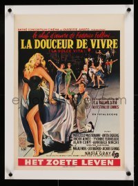 3a134 LA DOLCE VITA linen Belgian '60 Federico Fellini, Thos art of sexy Anita Ekberg & Mastroianni
