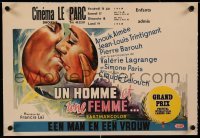 3a135 MAN & A WOMAN linen Belgian '66 Claude Lelouch's Un homme et une femme, Aimee, Trintignant!