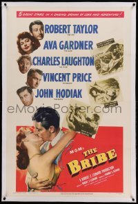 3a206 BRIBE linen 1sh '49 Robert Taylor, sexy young Ava Gardner, Charles Laughton, Vincent Price!
