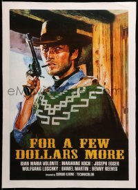 3a470 FOR A FEW DOLLARS MORE linen 15x21 Chilean commercial poster '90s art of Eastwood with gun!