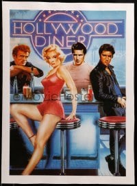 3a475 HOLLYWOOD DINER linen 15x21 Chilean commercial poster '90 Elvis, Brando, Dean & Marilyn!