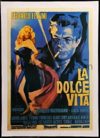 3a481 LA DOLCE VITA linen 15x21 Chilean commercial poster '00s Fellini, Olivetti art of sexy Ekberg!