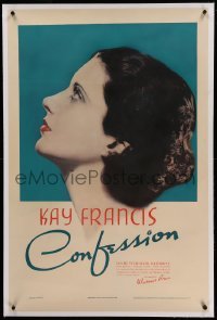 3a223 CONFESSION linen 1sh '37 incredible profile portrait of beautifuil Kay Francis, ultra rare!
