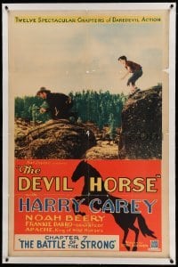 3a238 DEVIL HORSE linen chapter 7 1sh '32 Harry Carey, Mascot serial, The Battle of the Strong!
