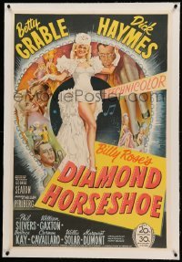 3a240 DIAMOND HORSESHOE linen 1sh '45 sexiest stone litho of dancer Betty Grable in skimpy outfit!