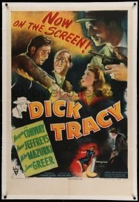 3a241 DICK TRACY linen 1sh '45 art of Conway as Chester Gould's classic cartoon strip detective!