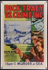 3a243 DICK TRACY VS. CRIME INC. linen chapter 5 1sh '41 art of detective Ralph Byrd, Murder at Sea!