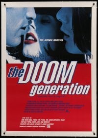 3a245 DOOM GENERATION linen 1sh '95 Rose McGowan, sex, mayhem, whatever, a heterosexual movie!