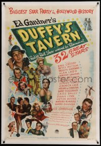 3a246 DUFFY'S TAVERN linen 1sh '45 art of Paramount's biggest stars including Lake, Ladd & Crosby!