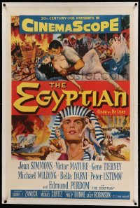 3a250 EGYPTIAN linen 1sh '54 Michael Curtiz, art of Jean Simmons, Victor Mature & Gene Tierney!