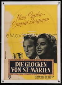 3a108 BELLS OF ST. MARY'S linen German '47 pretty Ingrid Bergman & Bing Crosby, different & rare!