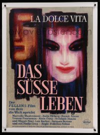 3a109 LA DOLCE VITA linen German '60 Federico Fellini classic, wild different art by Leo Bothas!