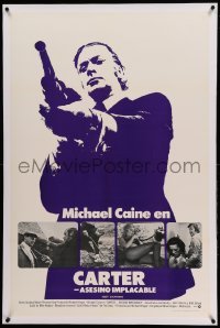 3a270 GET CARTER linen int'l Spanish language 1sh '71 cool image of Michael Caine holding shotgun!