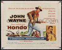 3a172 HONDO linen 3D 1/2sh '53 3-D gunfighter John Wayne has the heat of the plains in his veins!