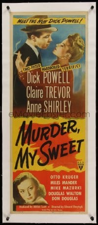 3a157 MURDER, MY SWEET linen insert '44 Dick Powell, Claire Trevor, Chandler's Farewell My Lovely!