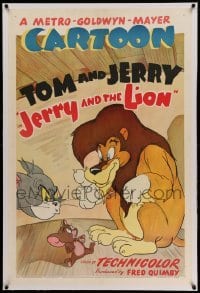 3a302 JERRY & THE LION linen 1sh '50 Tom finds Jerry helping an escaped circus lion go to Africa!
