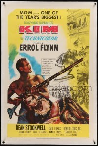 3a313 KIM linen 1sh '50 Errol Flynn & Dean Stockwell in mystic India, from Rudyard Kipling story!